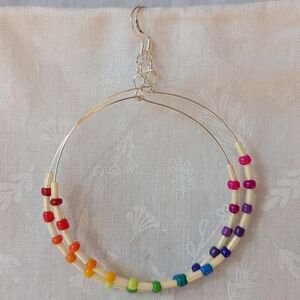 Vibrant Multicolor Beaded Hoop Earrings